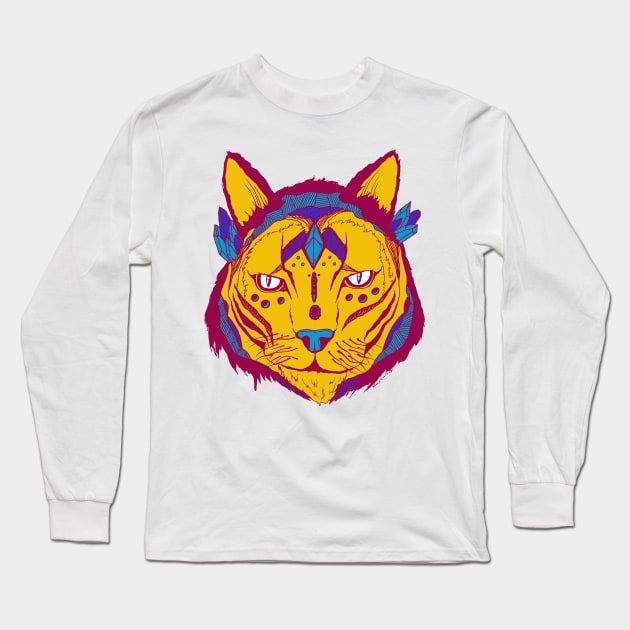 Triad Mystical Tribal Cat Long Sleeve T-Shirt by kenallouis